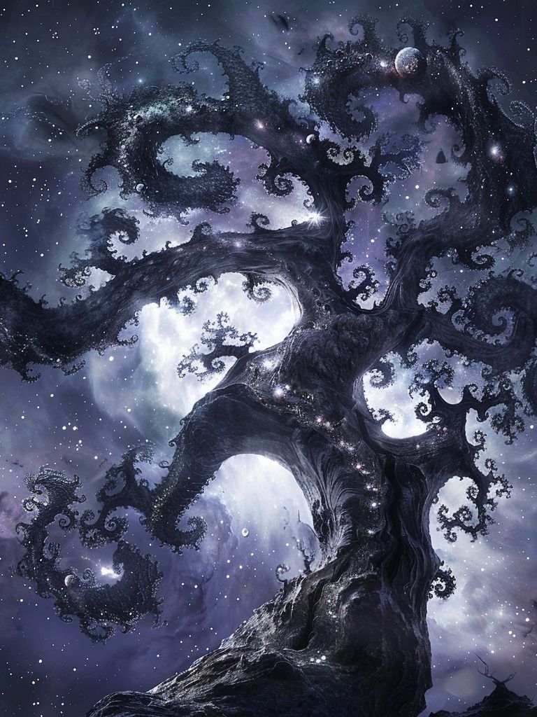 Cosmic Tree of Night Illustration Poster. poster — illustration art