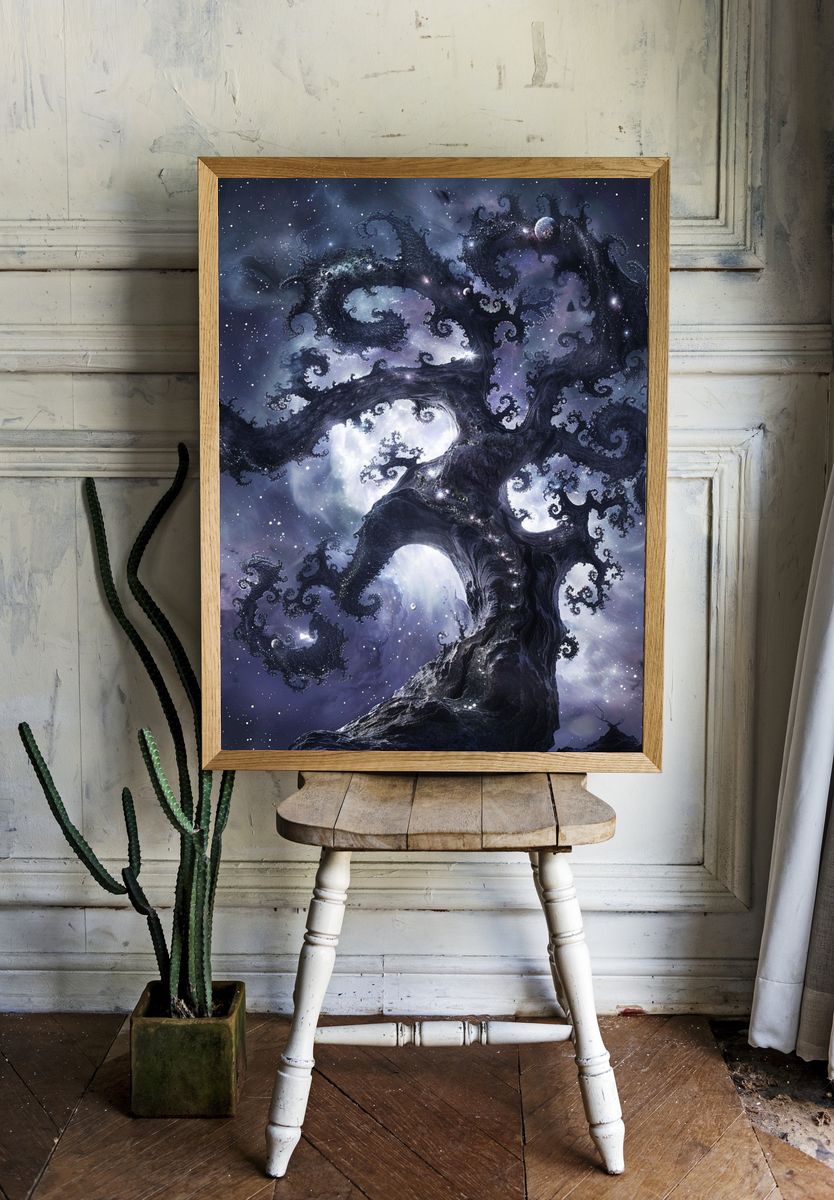 Cosmic Tree of Night Illustration Poster. room preview