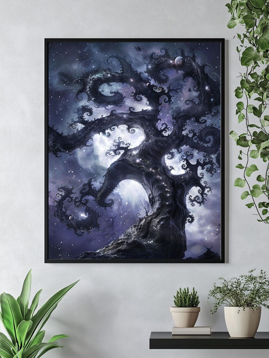 Cosmic Tree of Night Illustration Poster. — room view 4