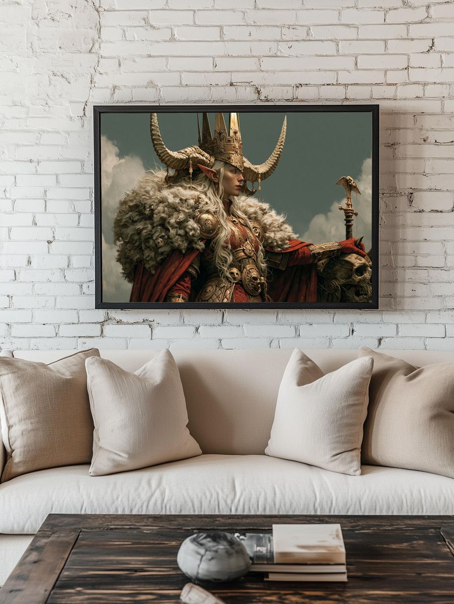 Horned Queen Fantasy Print. room preview