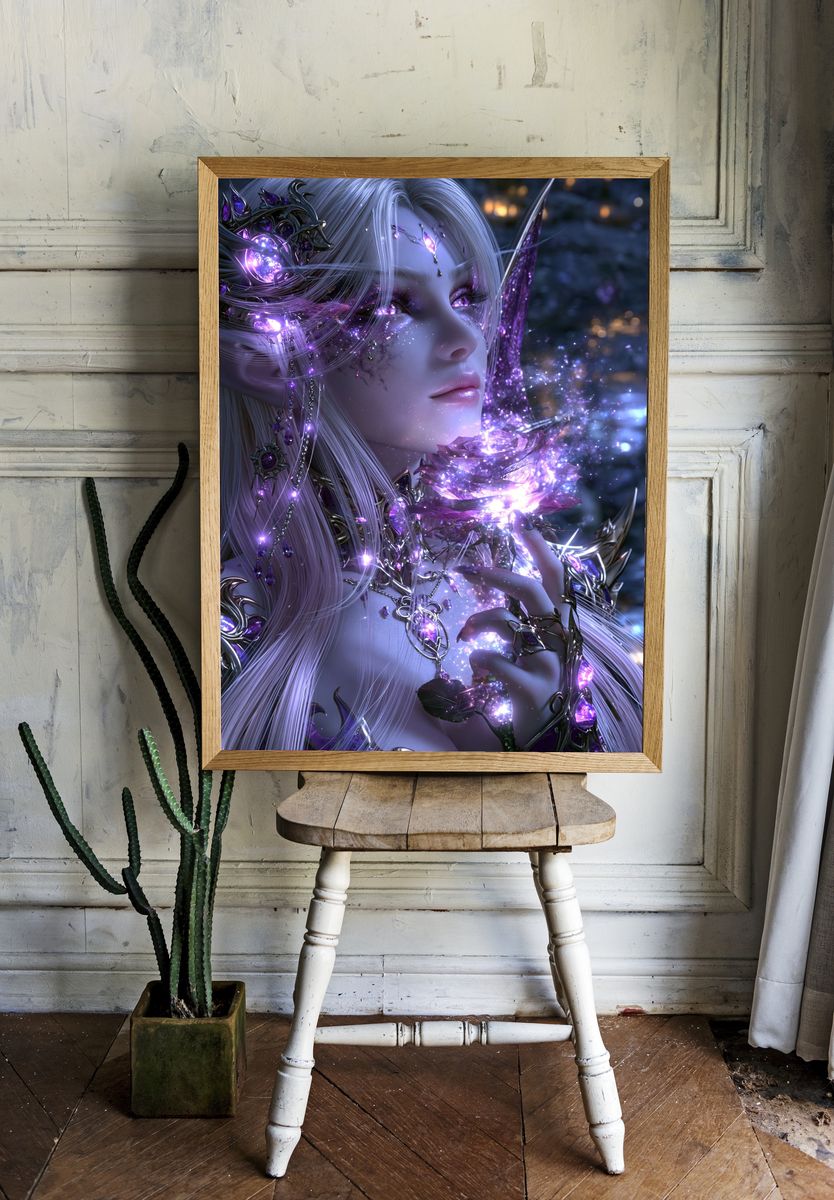 Celestial Elf Portrait Print. — room view 1