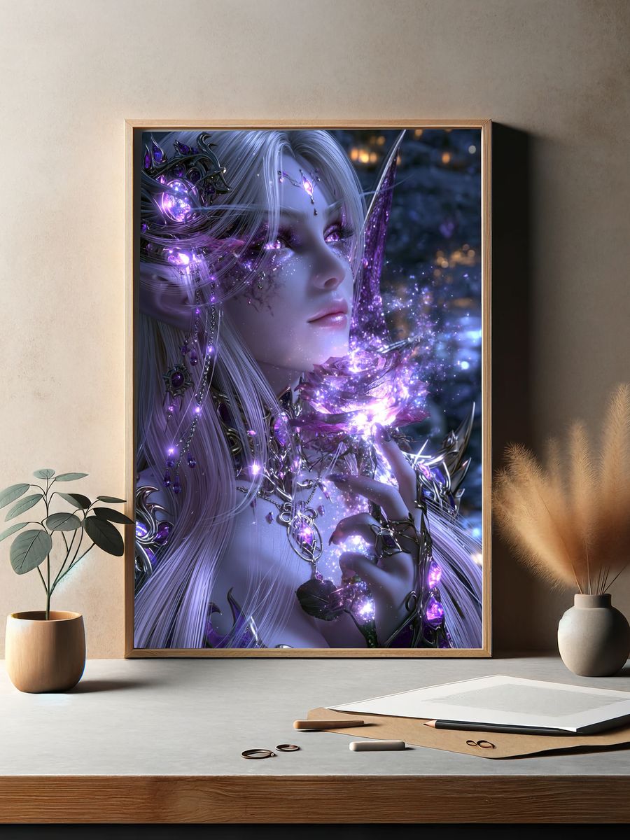 Celestial Elf Portrait Print. — room view 2