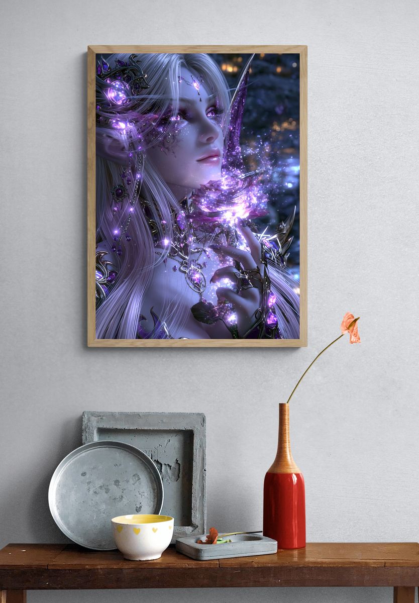 Celestial Elf Portrait Print. — room view 3