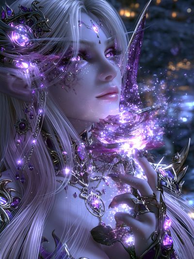 Celestial Elf Portrait Print. poster
