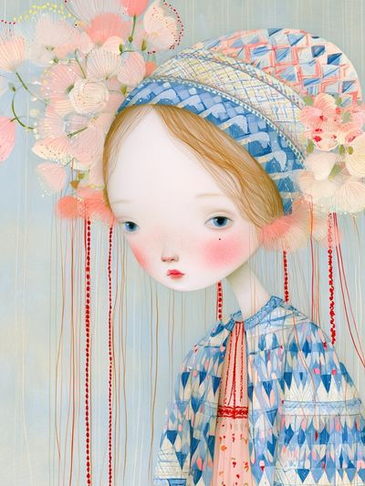 Dreamy Floral Girl Illustration Poster. poster