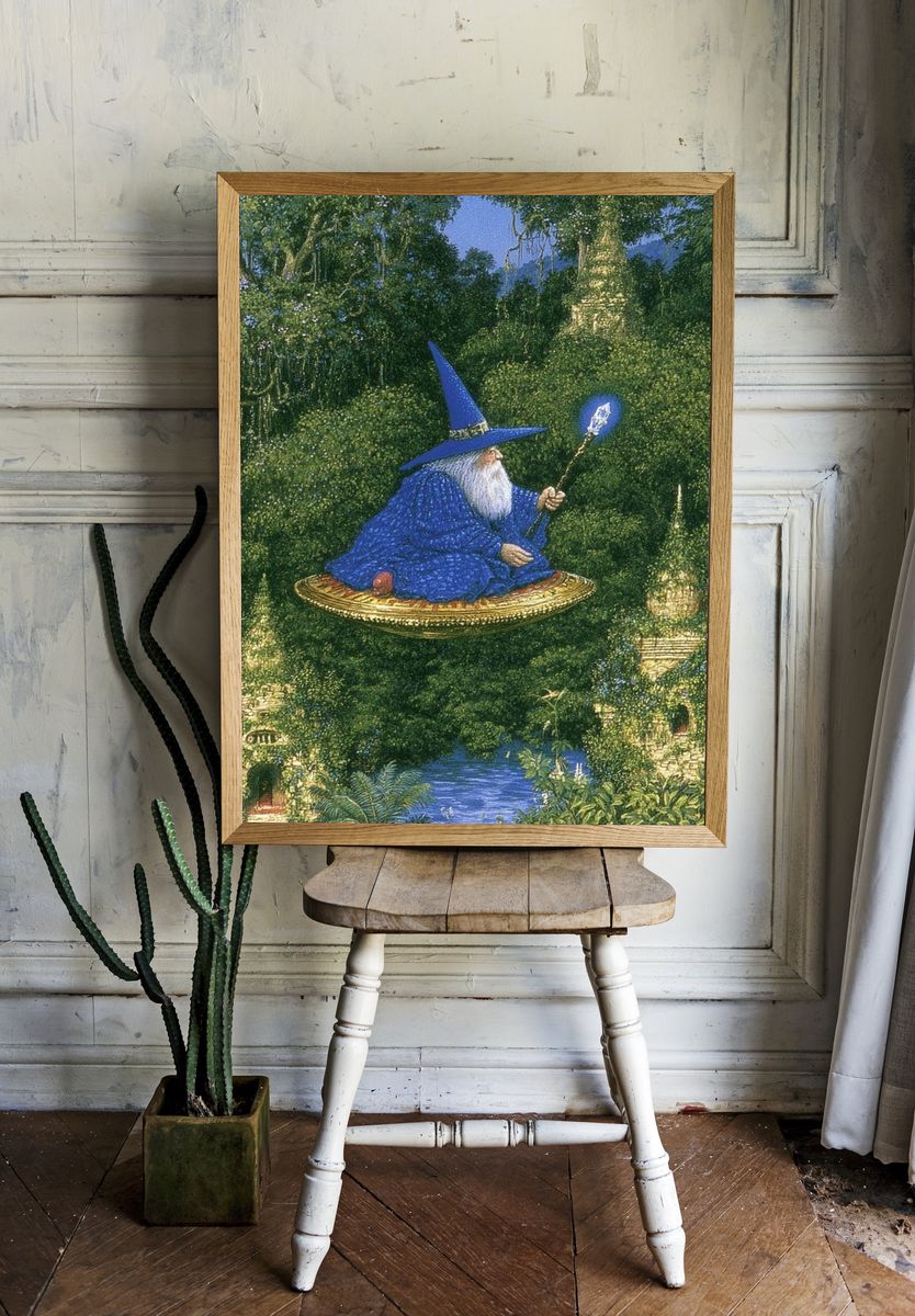 Wizard in Enchanted Forest Print. — room view 1
