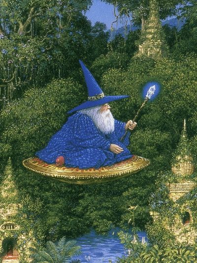 Wizard in Enchanted Forest Print.