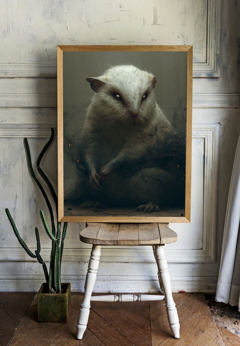 Mystic White Rat Illustration Poster. — room view 1