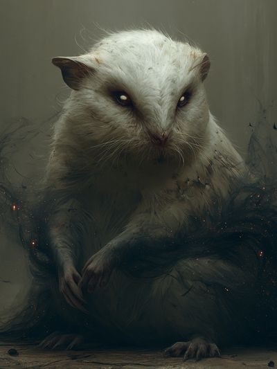 Mystic White Rat Illustration Poster.