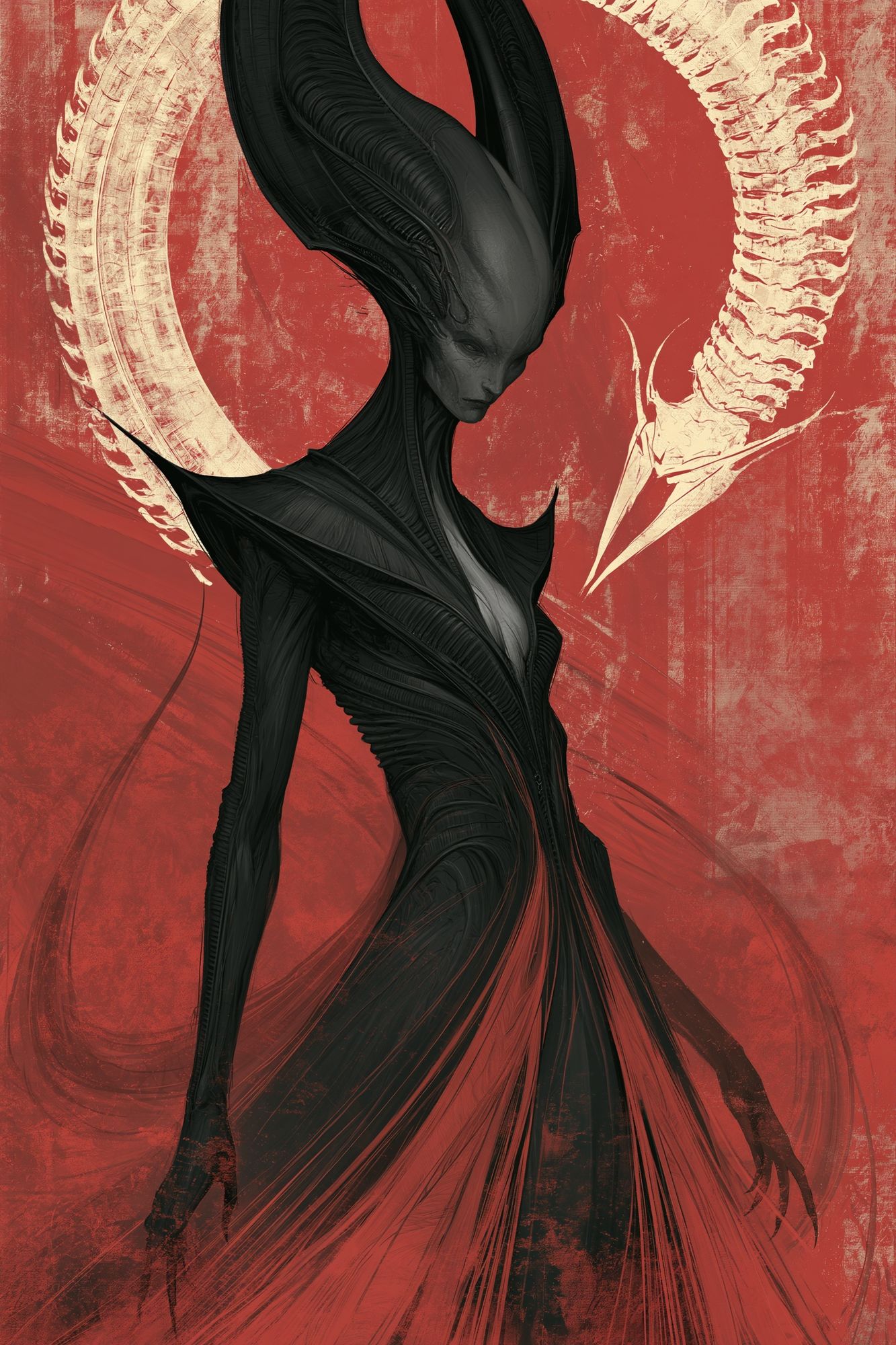 Alien Figure Digital Art Poster. poster detail