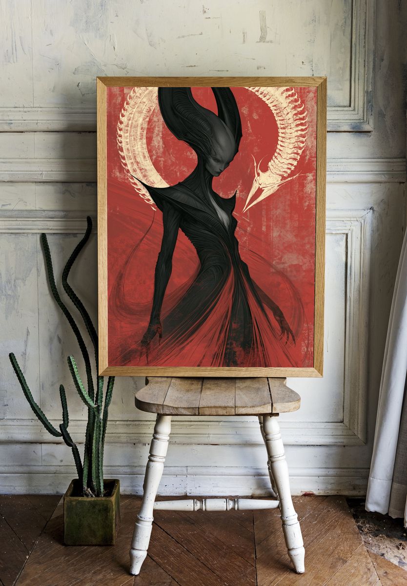 Alien Figure Digital Art Poster. — room view 1
