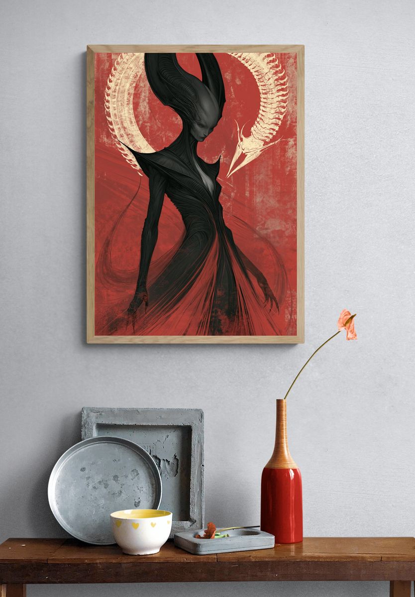 Alien Figure Digital Art Poster. — room view 3