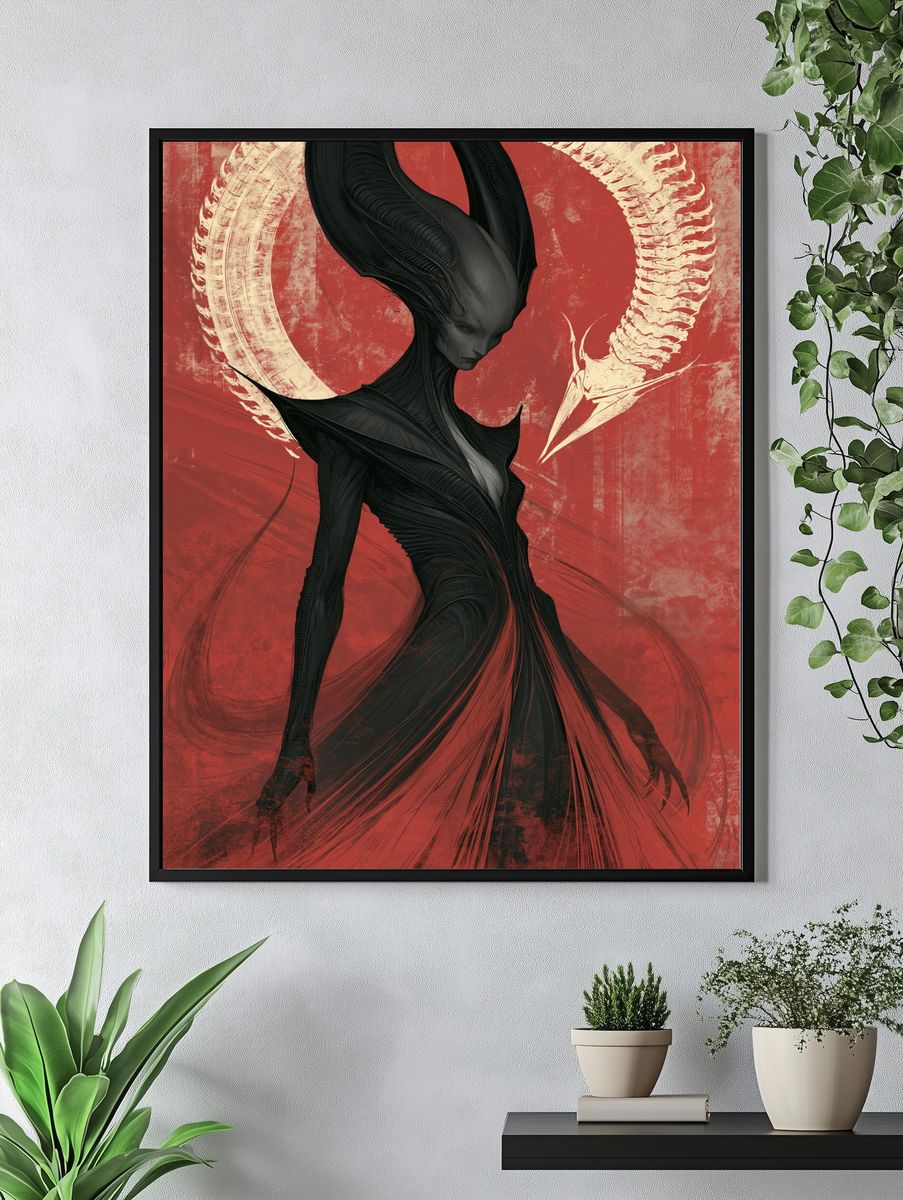 Alien Figure Digital Art Poster. — room view 4