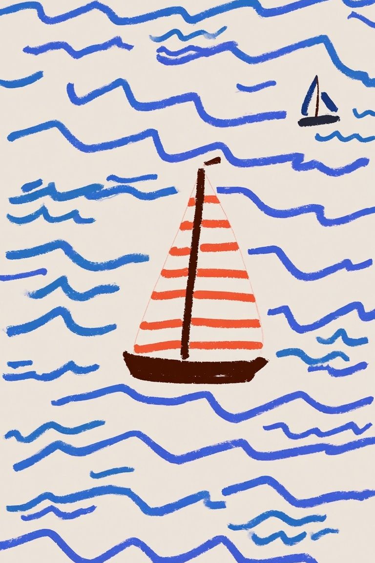 Sailboat at Sea Illustration Poster. poster — illustration art