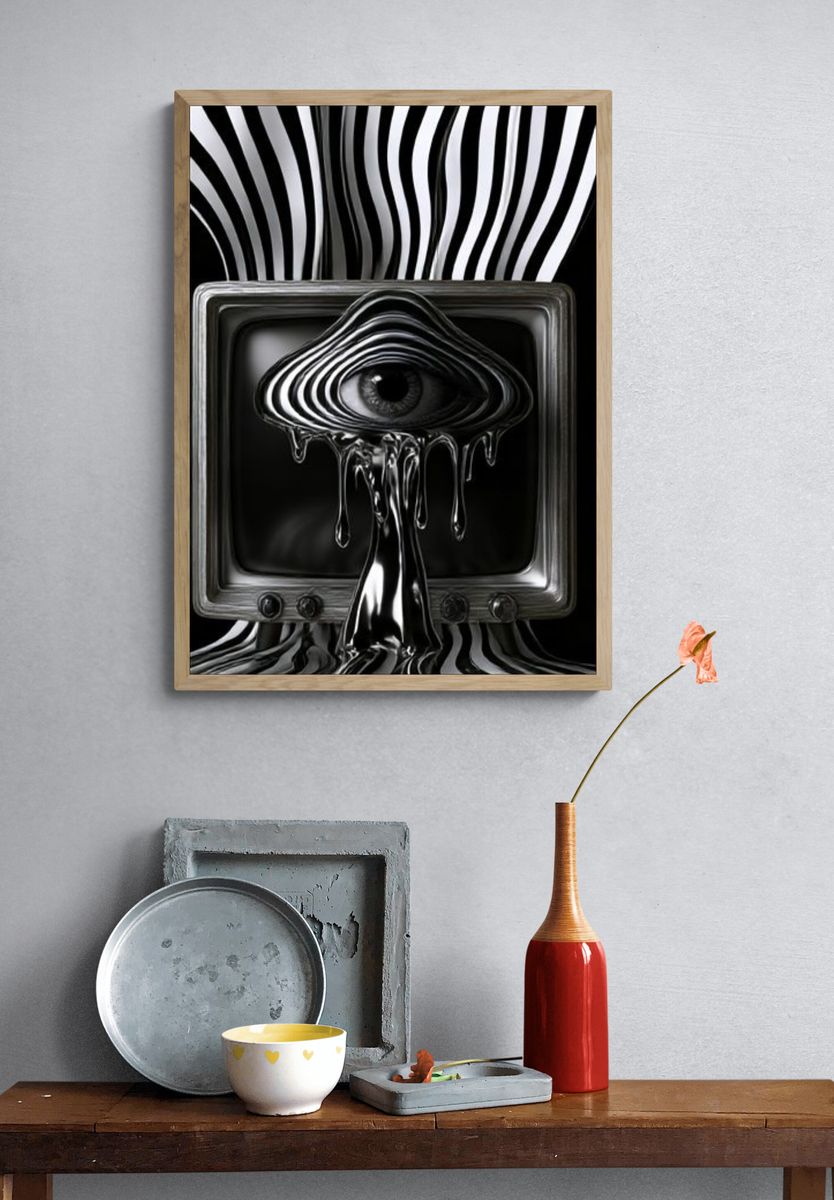 Surreal Eye Television Print. — room view 3