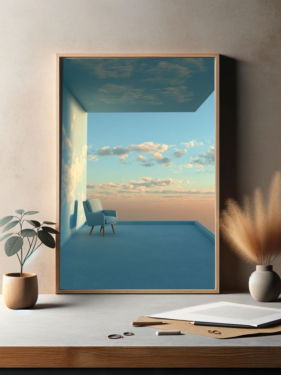 Sky Terrace Minimalist Print. — room view 2