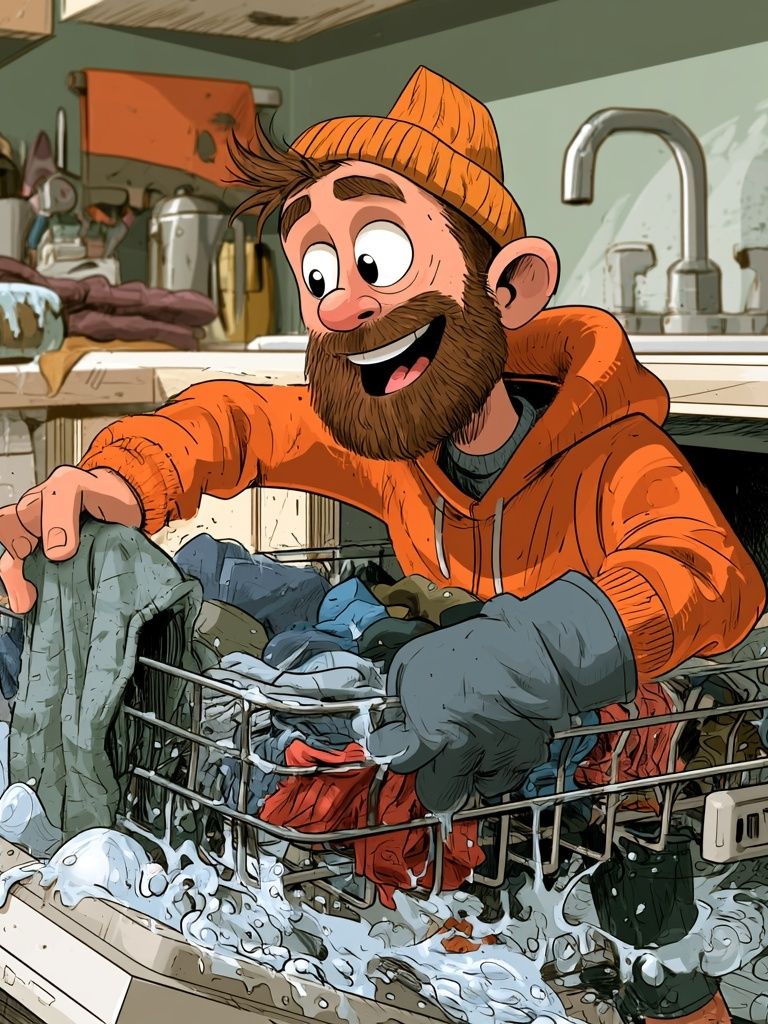 Laundry Day Cartoon Illustration Poster. poster detail