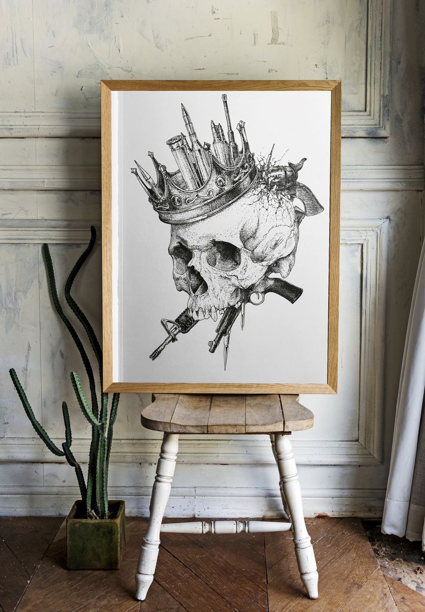 Crowned Skull Ink Poster. — room view 1