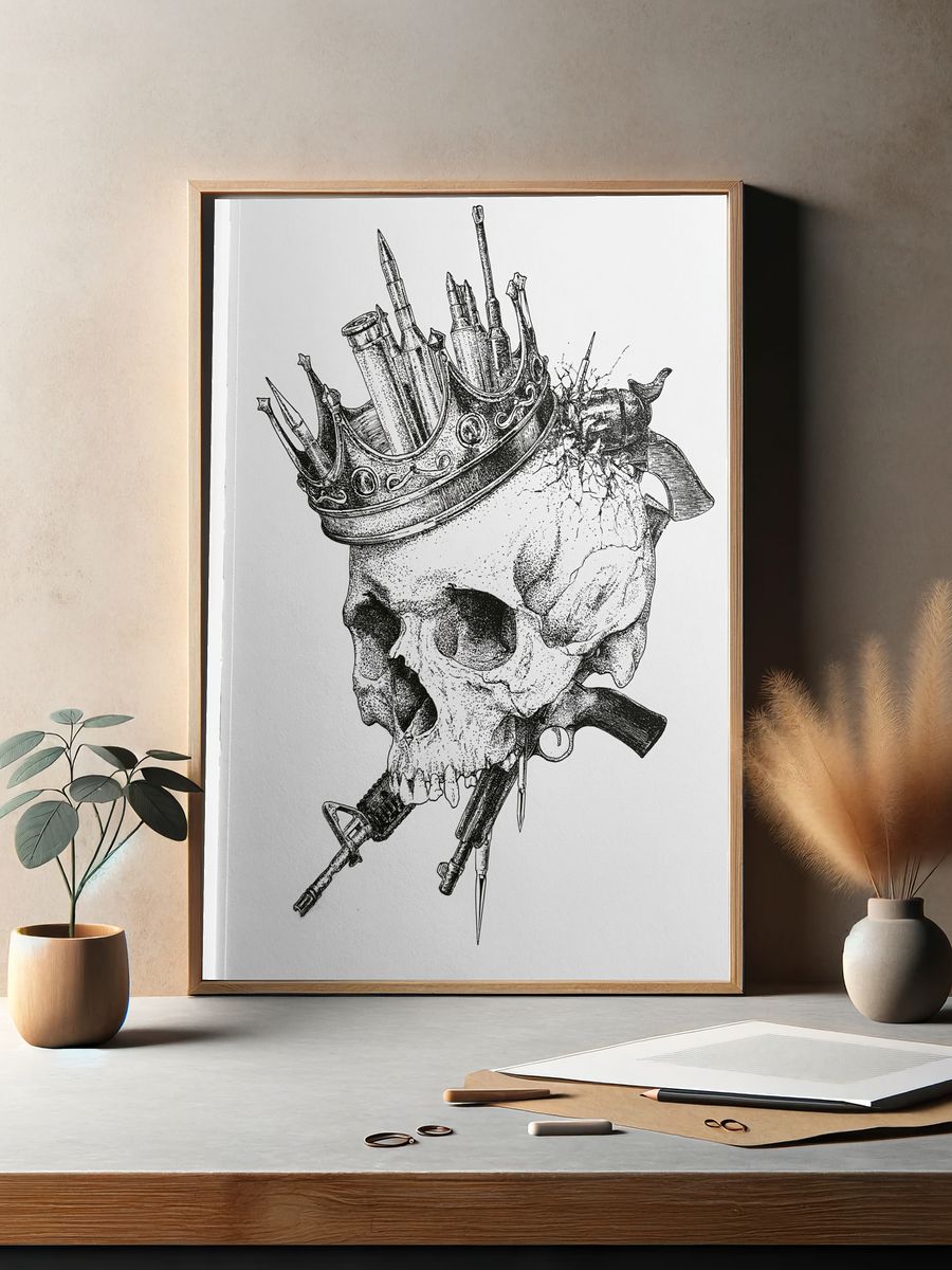 Crowned Skull Ink Poster. — room view 2