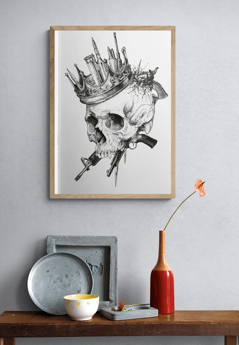 Crowned Skull Ink Poster. — room view 3