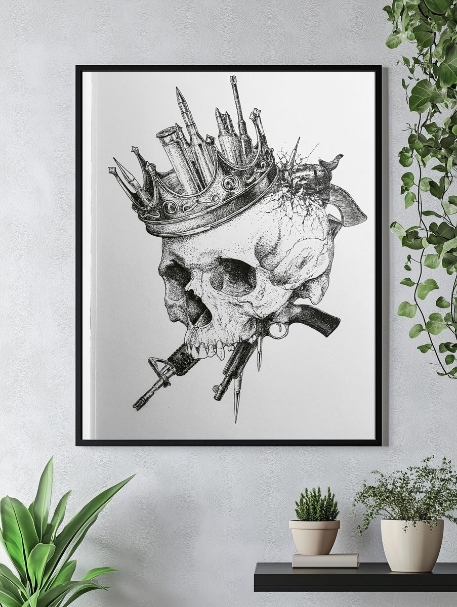 Crowned Skull Ink Poster. — room view 4