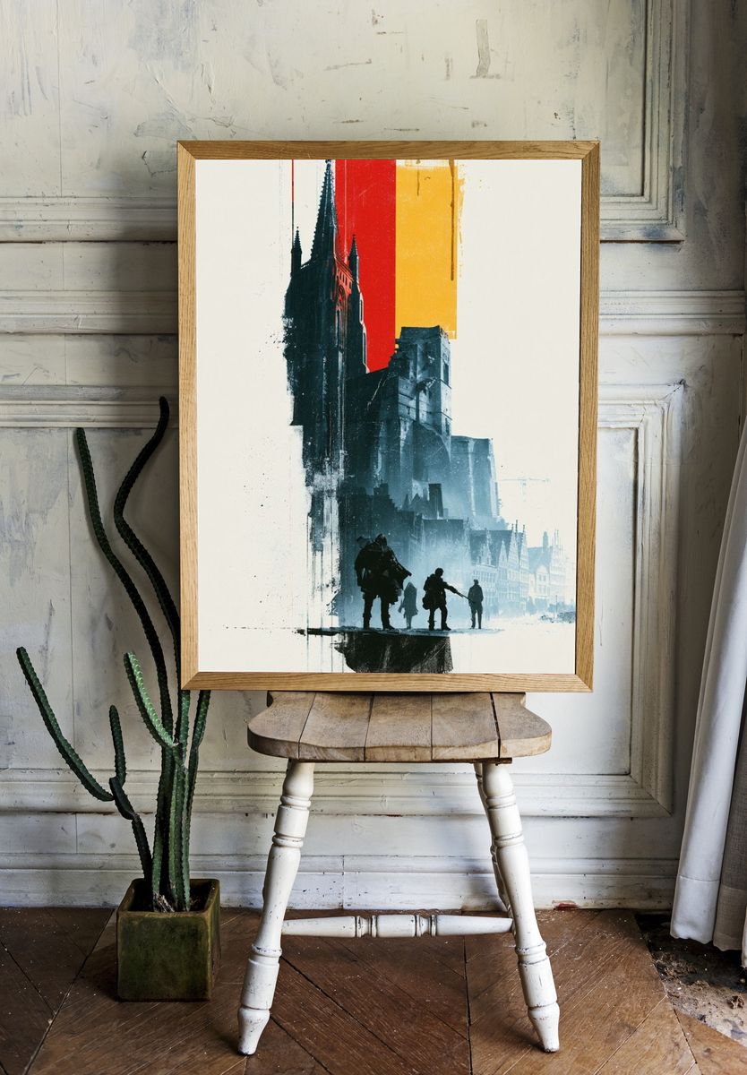 Gothic City Silhouette Illustration Poster. room preview