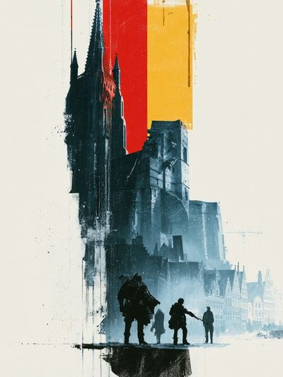 Gothic City Silhouette Illustration Poster.