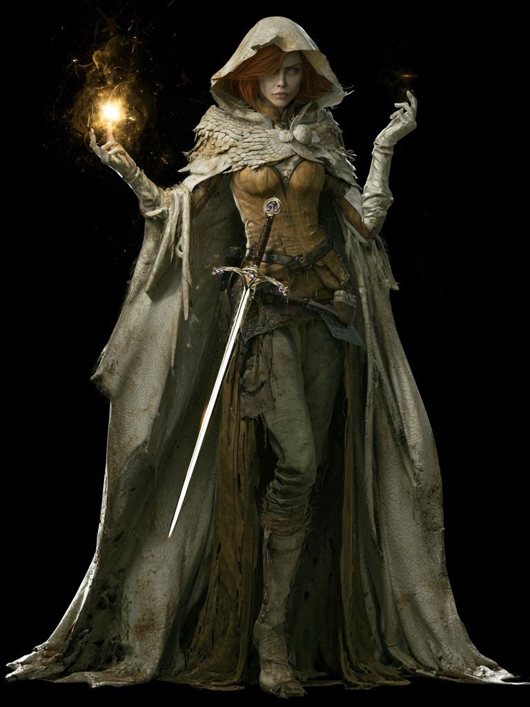 Mystic Hooded Sorceress Fantasy Print. poster detail