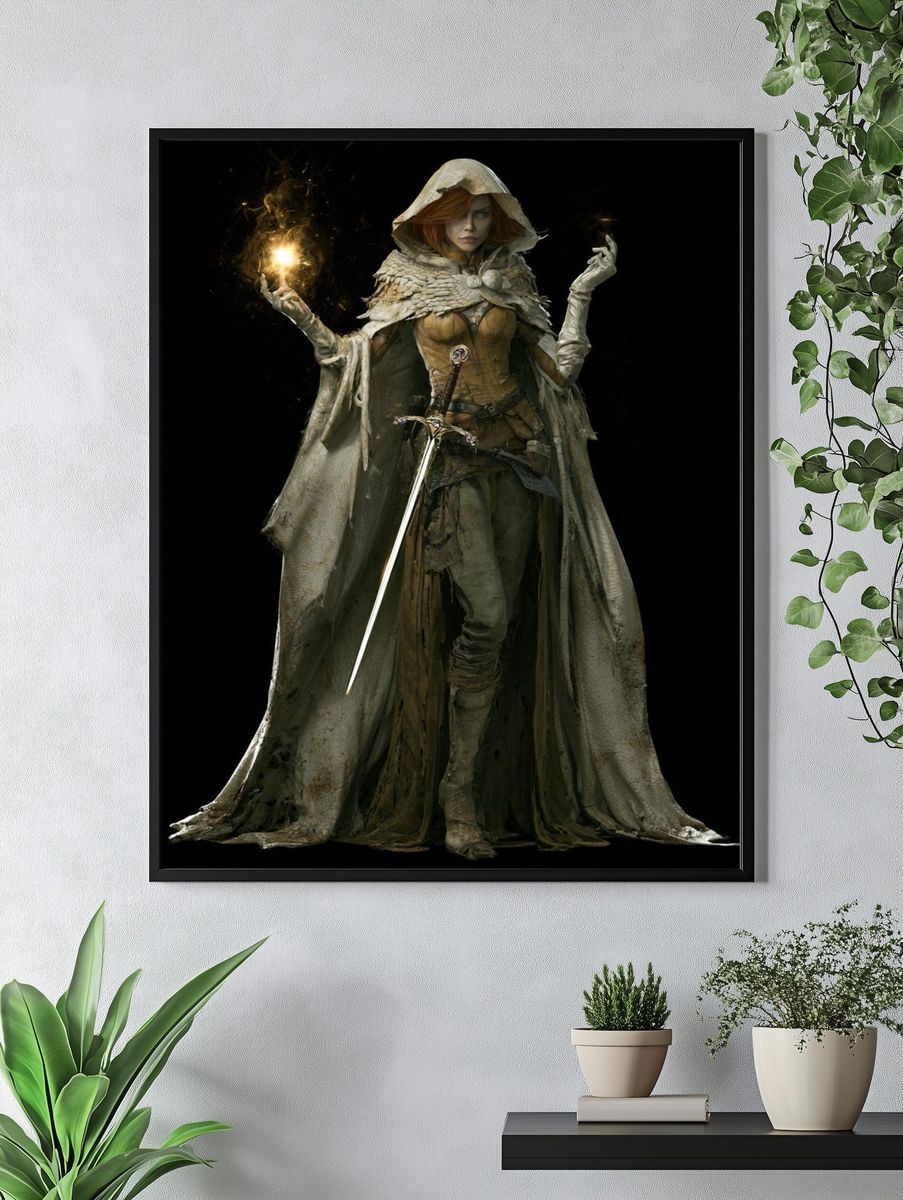 Mystic Hooded Sorceress Fantasy Print. — room view 4