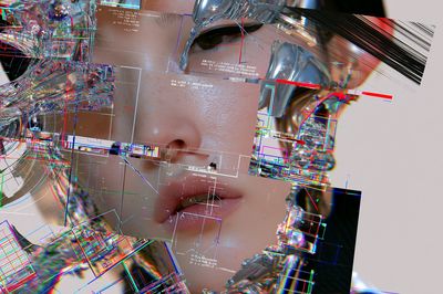 Glitch Portrait Digital Art Poster. poster