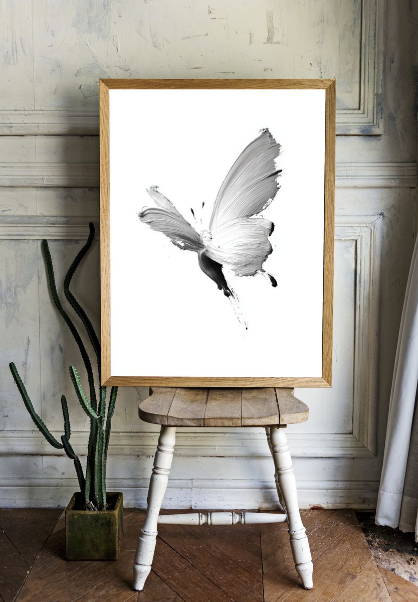 Monochrome Butterfly Ink Poster. room preview