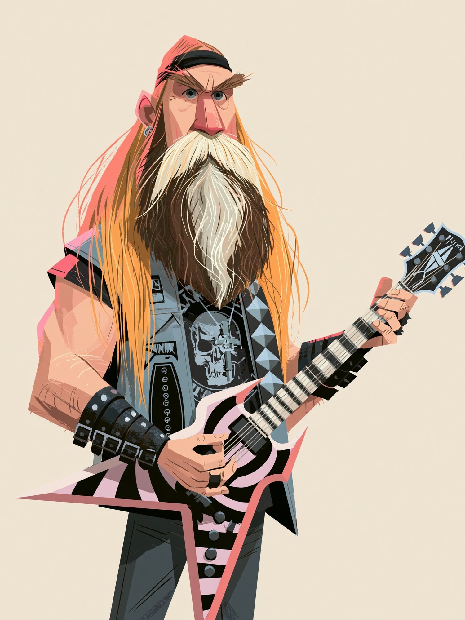 Heavy Metal Guitarist Illustration Poster. poster — illustration art