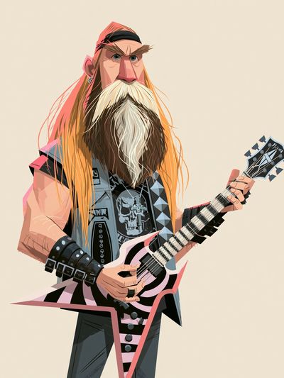 Heavy Metal Guitarist Illustration Poster.