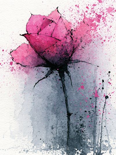 Pink Watercolor Flower Print. poster