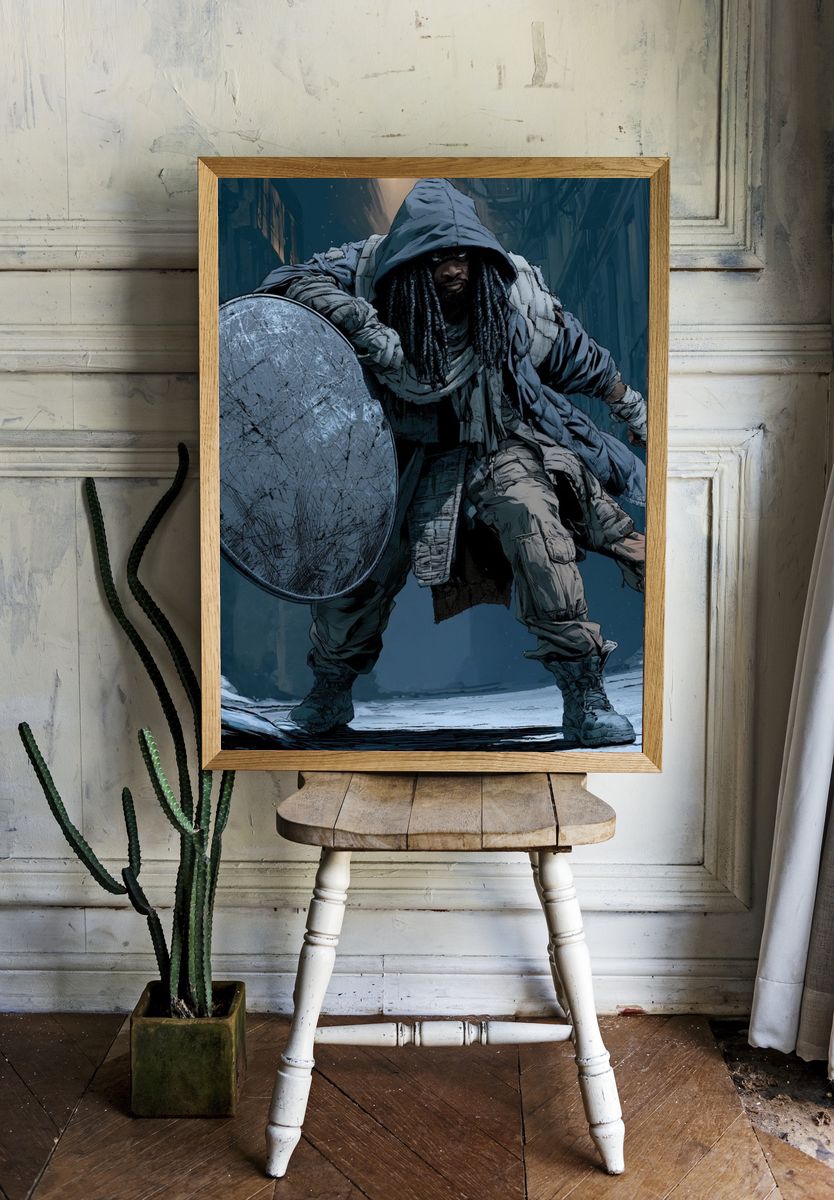 Armored Warrior Digital Art Poster. — room view 1