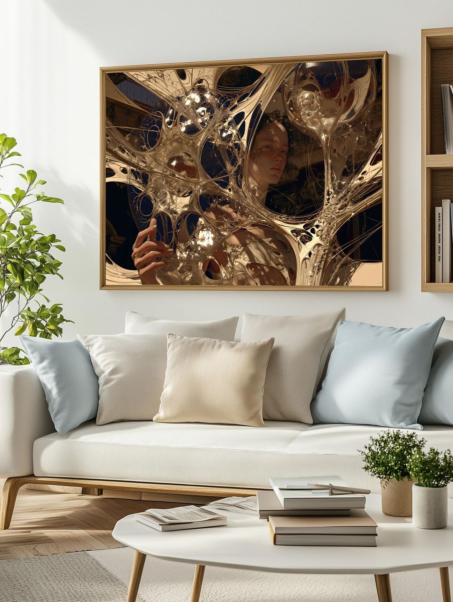 Surreal Metallic Portrait Print. — room view 2