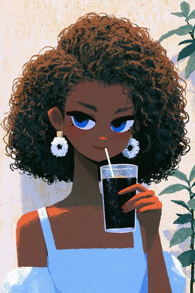 Stylish Girl with Drink Illustration Poster. poster
