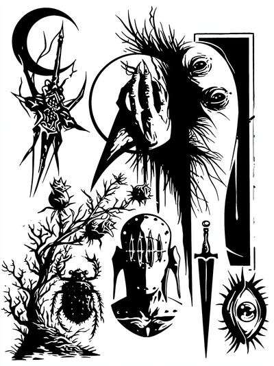 Dark Surreal Ink Illustration Poster.