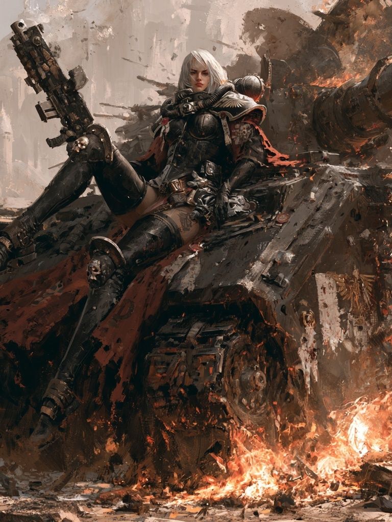 Armored Warrior on Tank — Digital Art Print. poster detail