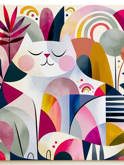 Sleeping Cat Abstract Illustration Poster.