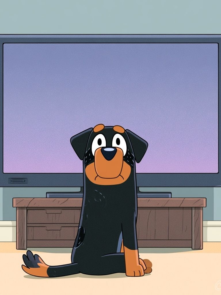 Cartoon Dog in Living Room Poster. poster — illustration art