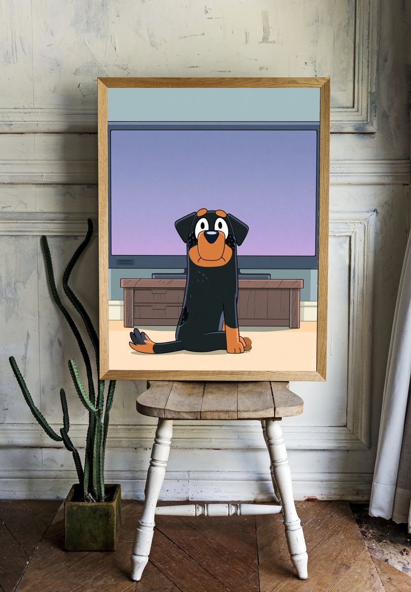 Cartoon Dog in Living Room Poster. — room view 1