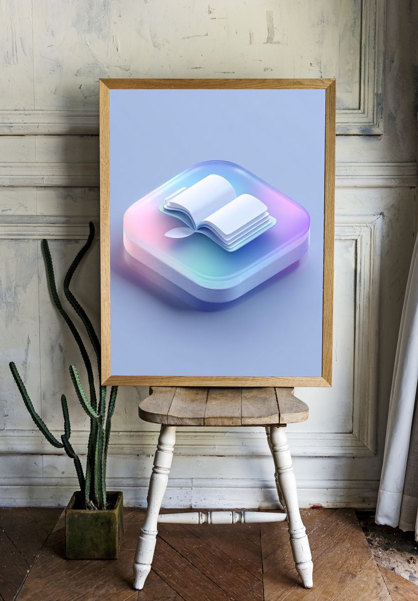 Open Book Pastel Illustration Poster. — room view 1