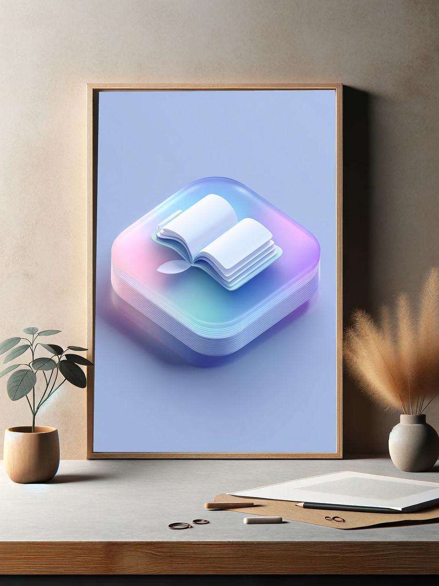 Open Book Pastel Illustration Poster. — room view 2