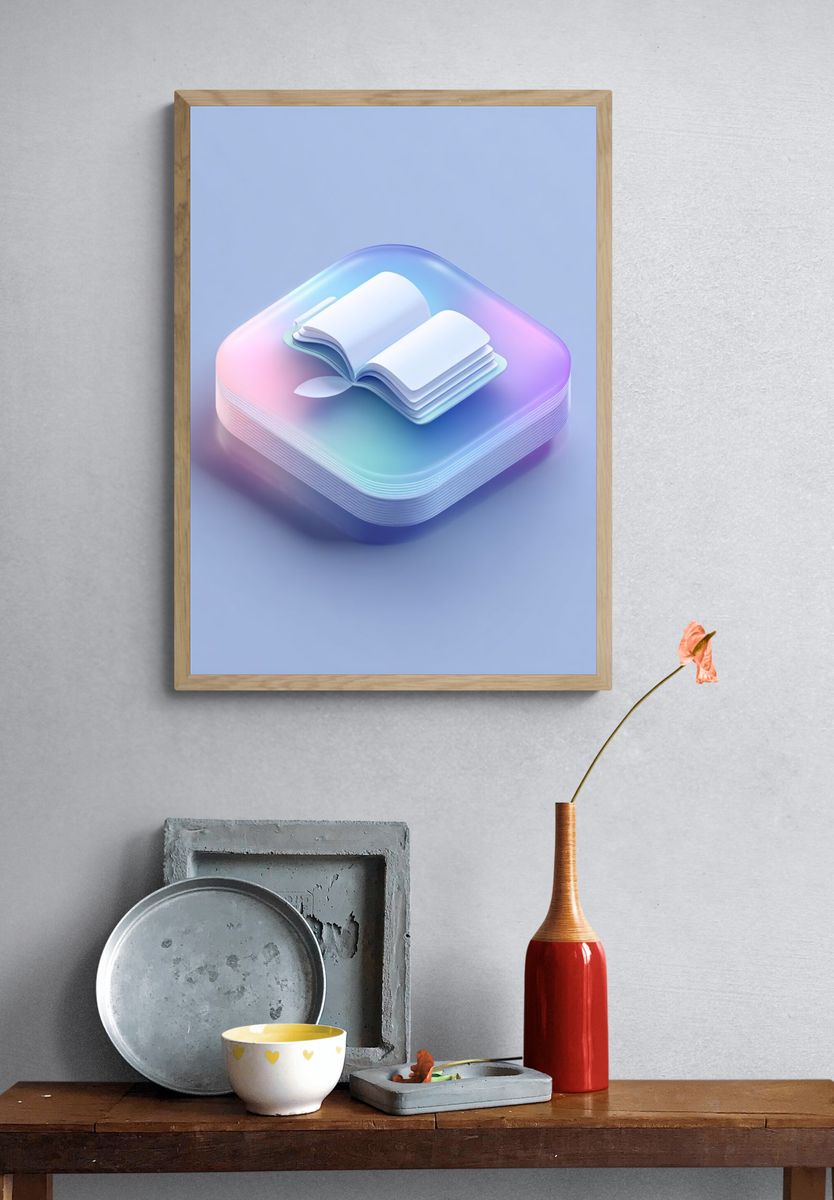 Open Book Pastel Illustration Poster. — room view 3