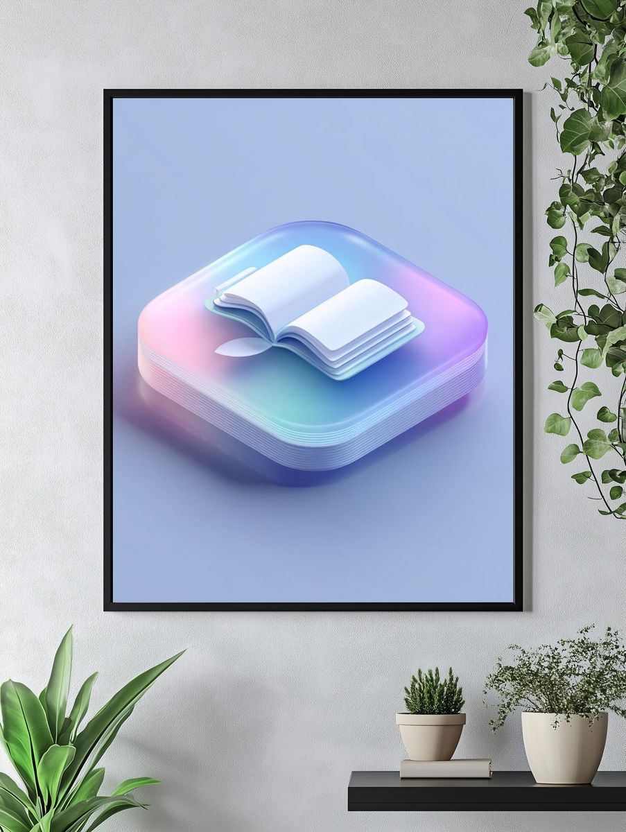 Open Book Pastel Illustration Poster. — room view 4