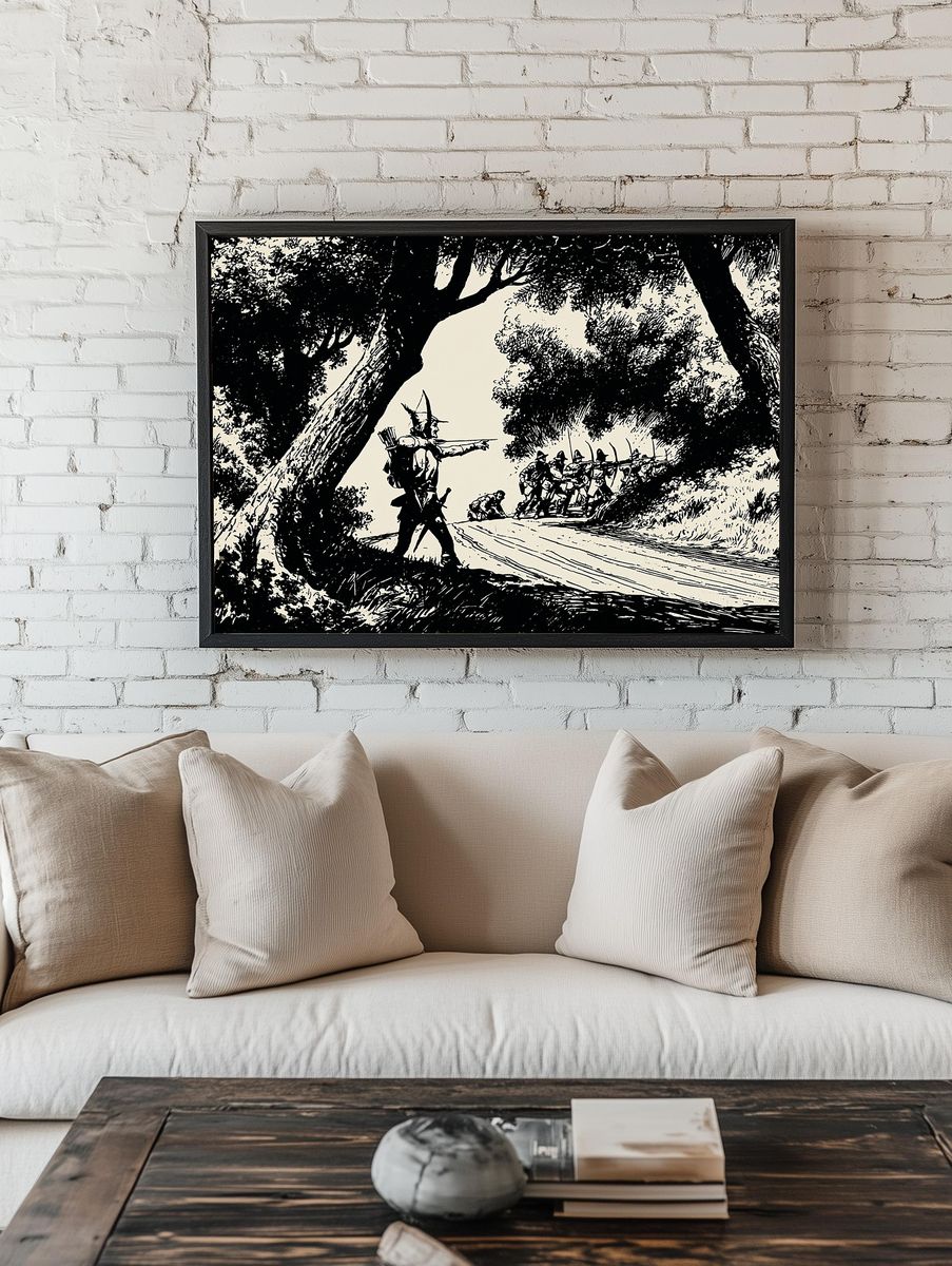Forest Ambush Ink Illustration Poster. room preview