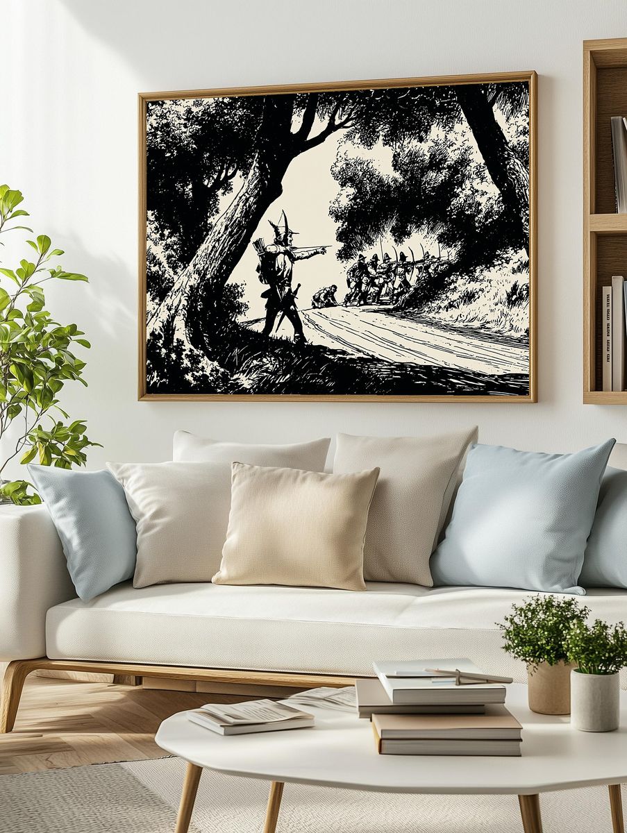 Forest Ambush Ink Illustration Poster. — room view 2