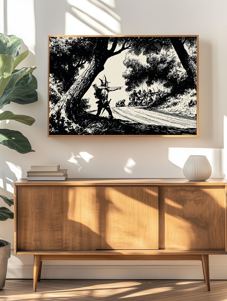 Forest Ambush Ink Illustration Poster. — room view 3