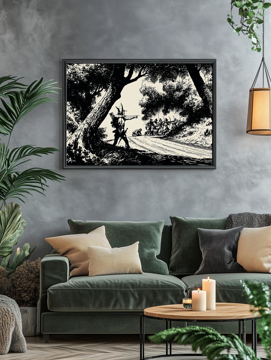 Forest Ambush Ink Illustration Poster. — room view 4